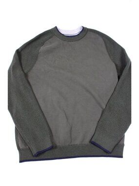 Ted Baker London Mens Reversible Crewneck Knit Sweater Olive & Grey Size 3(M)